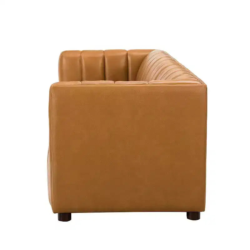 Canapé 83 en cuir véritable avec coutures capitonnées