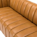 Canapé 83 en cuir véritable avec coutures capitonnées