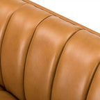 Canapé 83 en cuir véritable avec coutures capitonnées