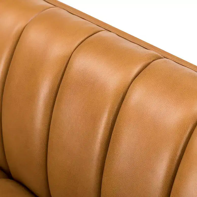 Canapé 83 en cuir véritable avec coutures capitonnées