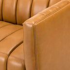 Canapé 83 en cuir véritable avec coutures capitonnées