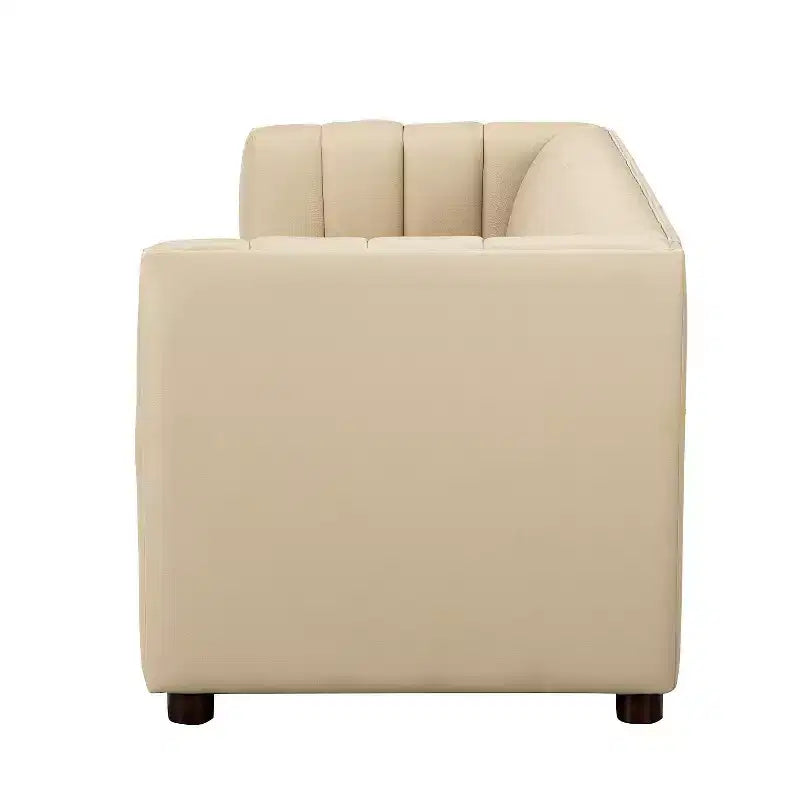 Canapé 83 en cuir véritable avec coutures capitonnées