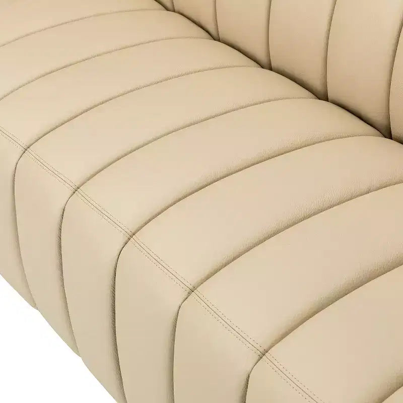 Canapé 83 en cuir véritable avec coutures capitonnées