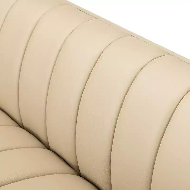 Canapé 83 en cuir véritable avec coutures capitonnées