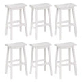 PJ Wood Classic 29 Inch Saddle Seat Kitchen Bar Counter Stool, White (6 Pack)
