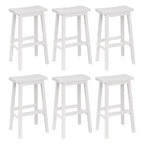 PJ Wood Classic 29 Inch Saddle Seat Kitchen Bar Counter Stool, White (6 Pack)