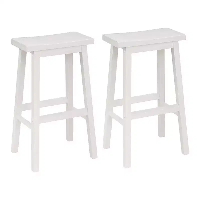 Tabouret de bar/comptoir de cuisine classique à siège de selle de 29 pouces, blanc