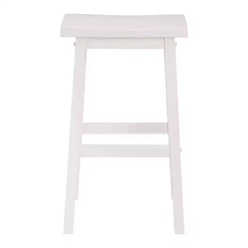 Classic 29 Inch Saddle Seat Kitchen Bar Counter Stool, White