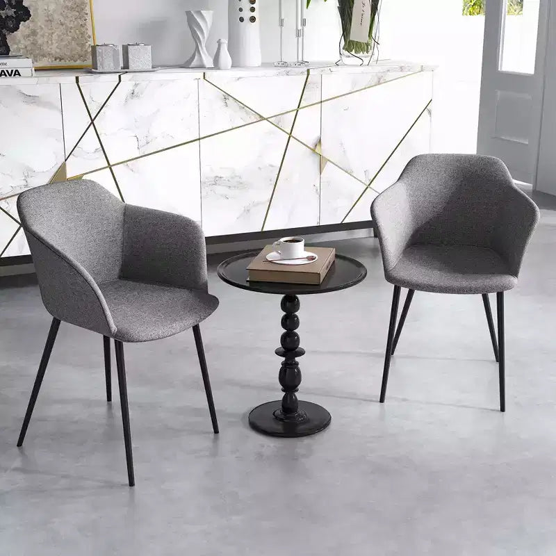 Chaises de salle à manger d'appoint rembourrées avec dossier et accoudoirs, coloris blanc cassé/beige/gris