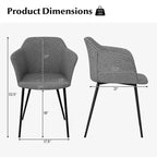 Chaises de salle à manger d'appoint rembourrées avec dossier et accoudoirs, coloris blanc cassé/beige/gris