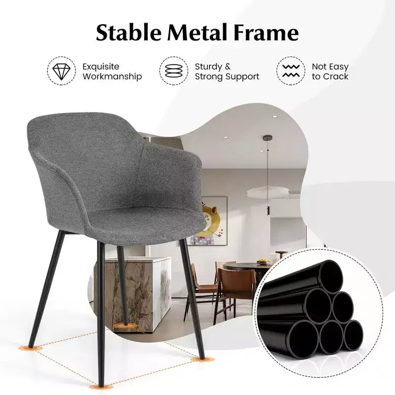Dining Chairs Upholstered Accent Side with Backrest & Armrest Off-white/Beige/Grey