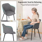 Chaises de salle à manger d'appoint rembourrées avec dossier et accoudoirs, coloris blanc cassé/beige/gris