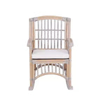 Fauteuil à bascule bohème en rotin/bois de style campagnard, coussin avec cadre