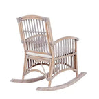 Fauteuil à bascule bohème en rotin/bois de style campagnard, coussin avec cadre