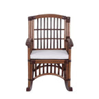 Fauteuil à bascule bohème en rotin/bois de style campagnard, coussin avec cadre