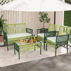 Ensemble de conversation en osier rond pour patio Costway, 4 ou 8 pièces, avec coussins et table d'appoint en verre trempé