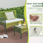 Ensemble de conversation en osier rond pour patio Costway, 4 ou 8 pièces, avec coussins et table d'appoint en verre trempé