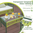 Ensemble de conversation en osier rond pour patio Costway, 4 ou 8 pièces, avec coussins et table d'appoint en verre trempé