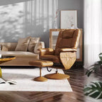 Fauteuil inclinable massant multiposition avec poches latérales profondes et ottoman avec base enveloppée