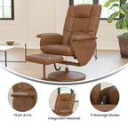 Fauteuil inclinable massant multiposition avec poches latérales profondes et ottoman avec base enveloppée