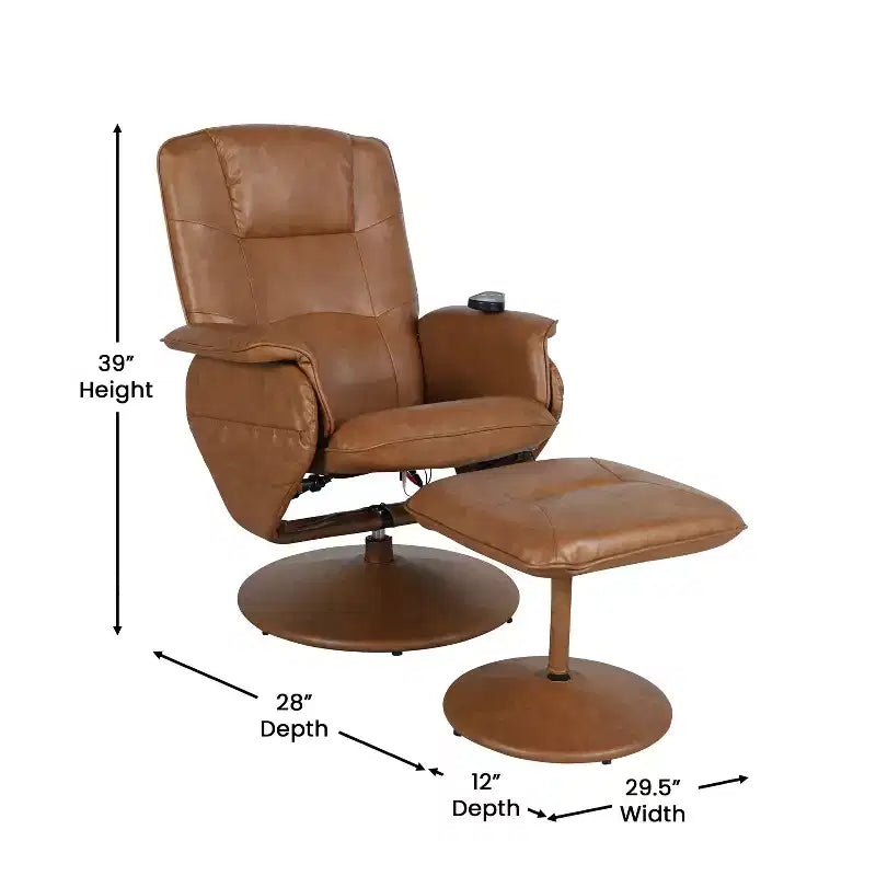 Fauteuil inclinable massant multiposition avec poches latérales profondes et ottoman avec base enveloppée