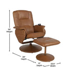 Fauteuil inclinable massant multiposition avec poches latérales profondes et ottoman avec base enveloppée