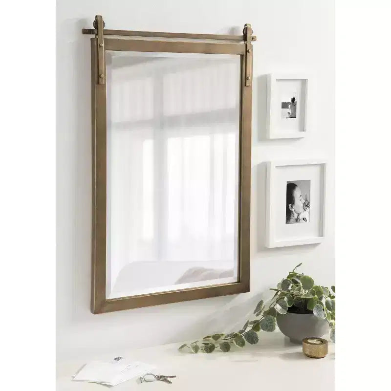 Metal Rectangle Mirror, 22x33, Gold