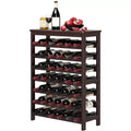 SONGMICS 42-Bottle Wine Rack Free Standing Floor, 7-Tier Display Wine Storage Shelves with Table Top, Bamboo Wobble-Free Bottle Holder