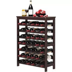 SONGMICS 42-Bottle Wine Rack Free Standing Floor, 7-Tier Display Wine Storage Shelves with Table Top, Bamboo Wobble-Free Bottle Holder