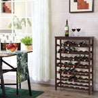 Range-bouteilles 42 bouteilles sur pied, étagère à vin 7 niveaux avec plateau de table, porte-bouteilles en bambou anti-oscillation