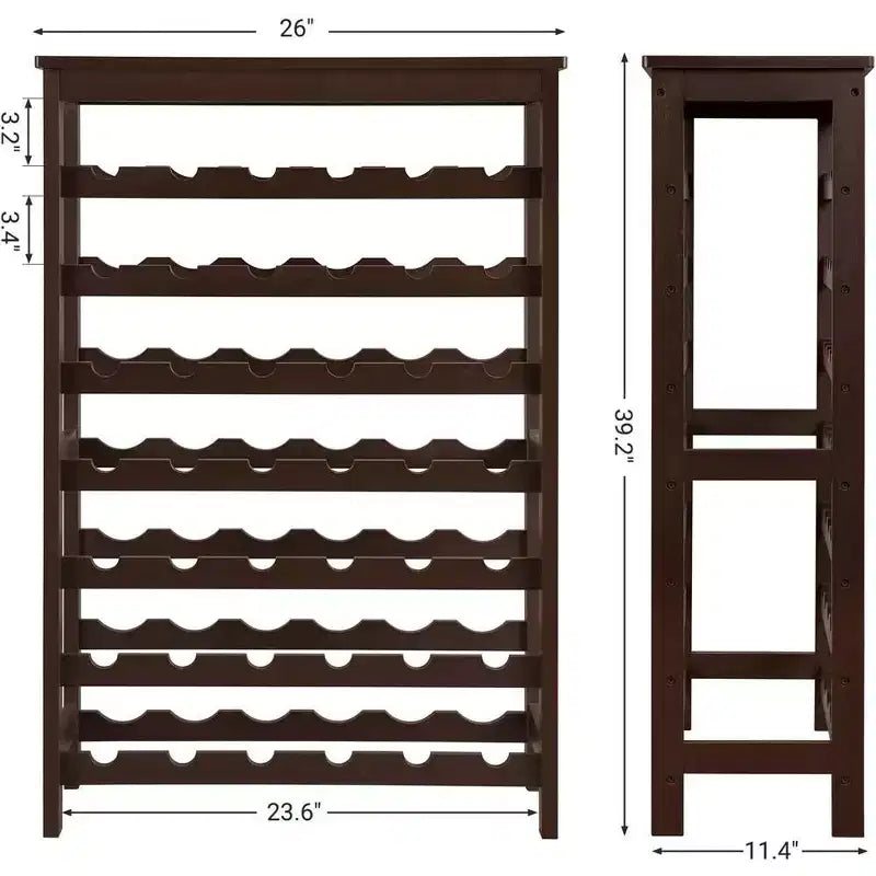 42-Bottle Wine Rack Free Standing Floor, 7-Tier Display Wine Storage Shelves with Table Top, Bamboo Wobble-Free Bottle Holder