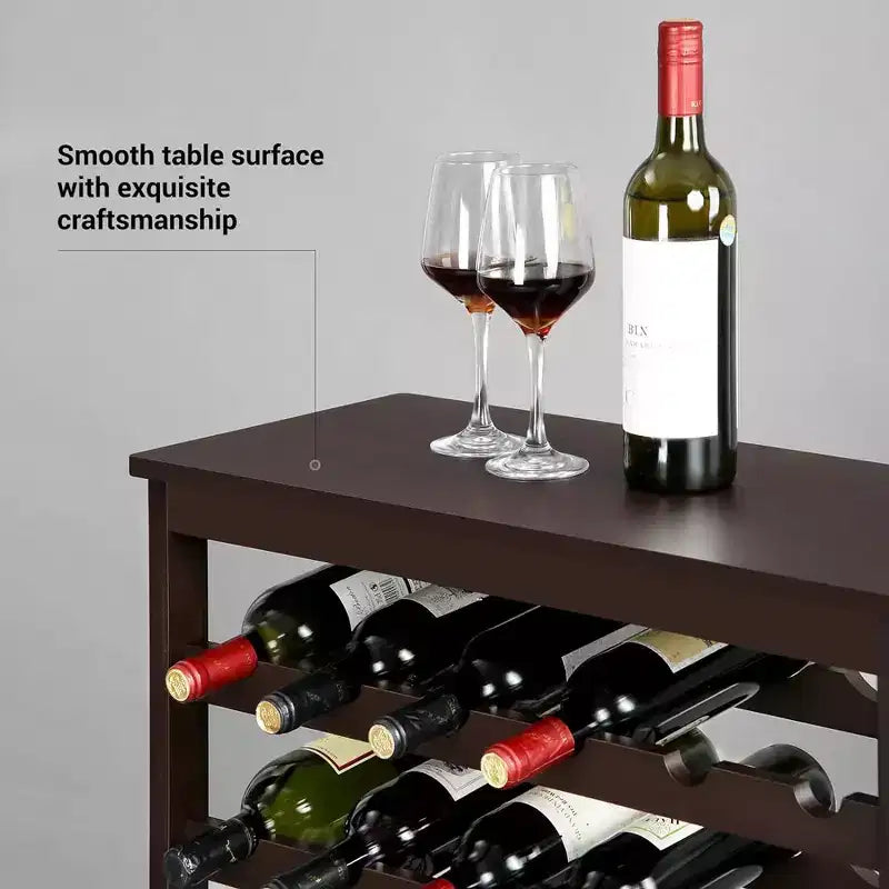 42-Bottle Wine Rack Free Standing Floor, 7-Tier Display Wine Storage Shelves with Table Top, Bamboo Wobble-Free Bottle Holder