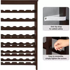 Range-bouteilles 42 bouteilles sur pied, étagère à vin 7 niveaux avec plateau de table, porte-bouteilles en bambou anti-oscillation