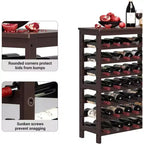 Range-bouteilles 42 bouteilles sur pied, étagère à vin 7 niveaux avec plateau de table, porte-bouteilles en bambou anti-oscillation