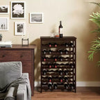 Range-bouteilles 42 bouteilles sur pied, étagère à vin 7 niveaux avec plateau de table, porte-bouteilles en bambou anti-oscillation