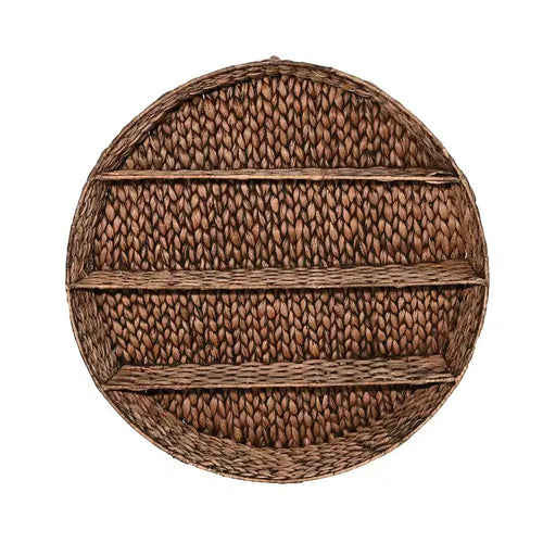happimess Annulus 24.5 3-Shelf Circular Handwoven Hyacinth Wall Rack, Natural