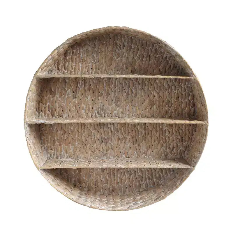24.5 3-Shelf Circular Handwoven Hyacinth Wall Rack, Natural