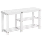 SONGMICS Bamboo Shoe Bench - 3-Tier Shoe Rack for Boots - Entryway Storage Organizer