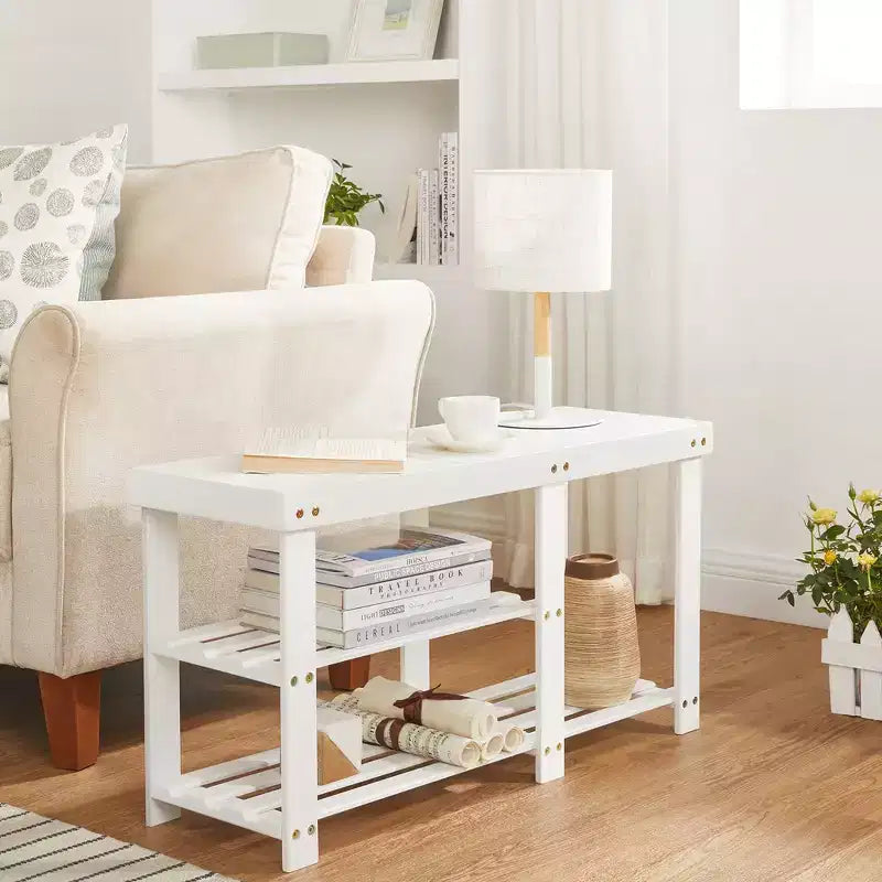 Bamboo Shoe Bench - 3-Tier Shoe Rack for Boots - Entryway Storage Organizer
