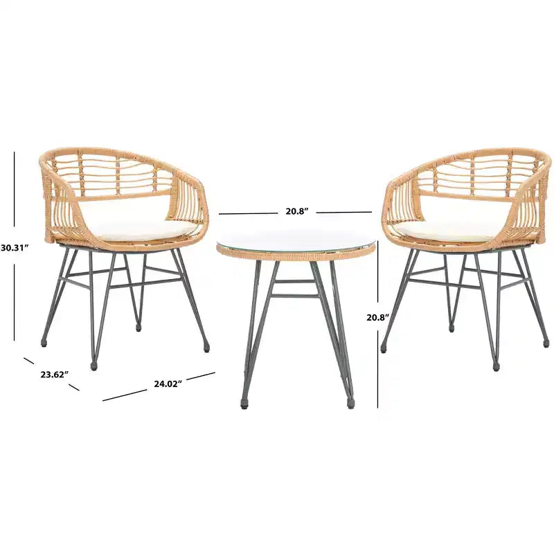 Ensemble de chaises longues 3 pièces Ferla - Intérieur/Extérieur - PAT9014 - Safavieh
