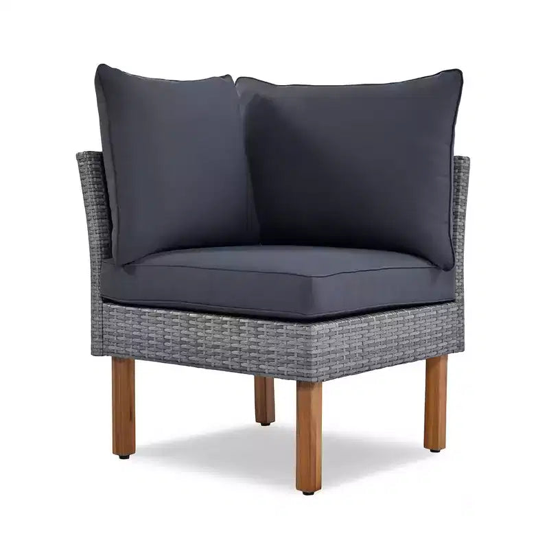 Ensemble de conversation extérieur en rotin 9 pièces, salon de jardin avec table basse et coussin lavable, gris-ModernLuxe