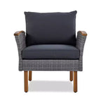 Ensemble de conversation extérieur en rotin 9 pièces, salon de jardin avec table basse et coussin lavable, gris-ModernLuxe