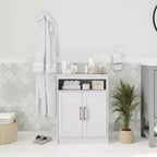 Meuble de rangement de salle de bain avec étagère intérieure réglable, étagère supérieure ouverte et portes à fermeture magnétique