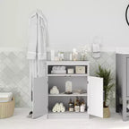 Meuble de rangement de salle de bain avec étagère intérieure réglable, étagère supérieure ouverte et portes à fermeture magnétique