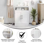 Meuble de rangement de salle de bain avec étagère intérieure réglable, étagère supérieure ouverte et portes à fermeture magnétique