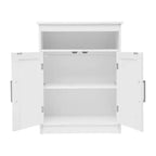 Meuble de rangement de salle de bain avec étagère intérieure réglable, étagère supérieure ouverte et portes à fermeture magnétique