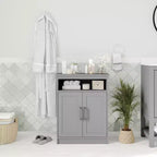 Meuble de rangement de salle de bain avec étagère intérieure réglable, étagère supérieure ouverte et portes à fermeture magnétique