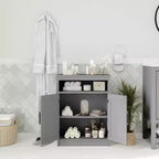 Meuble de rangement de salle de bain avec étagère intérieure réglable, étagère supérieure ouverte et portes à fermeture magnétique