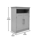 Meuble de rangement de salle de bain avec étagère intérieure réglable, étagère supérieure ouverte et portes à fermeture magnétique