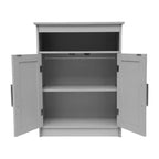 Meuble de rangement de salle de bain avec étagère intérieure réglable, étagère supérieure ouverte et portes à fermeture magnétique